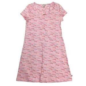 Tommy Hilfiger Pink Pajama Night Shirt Gown Women XS S Short Sleeve Heart Print